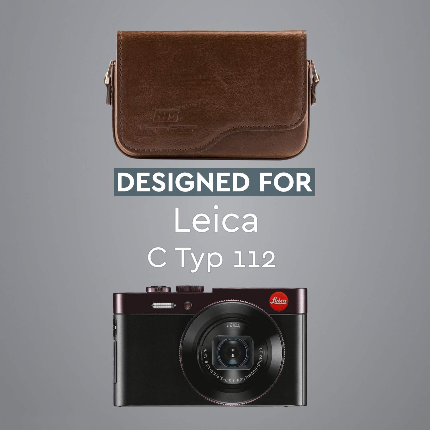 Amazon | MegaGear Leica C Typ 112 レザー カメラ ケース ストラップ